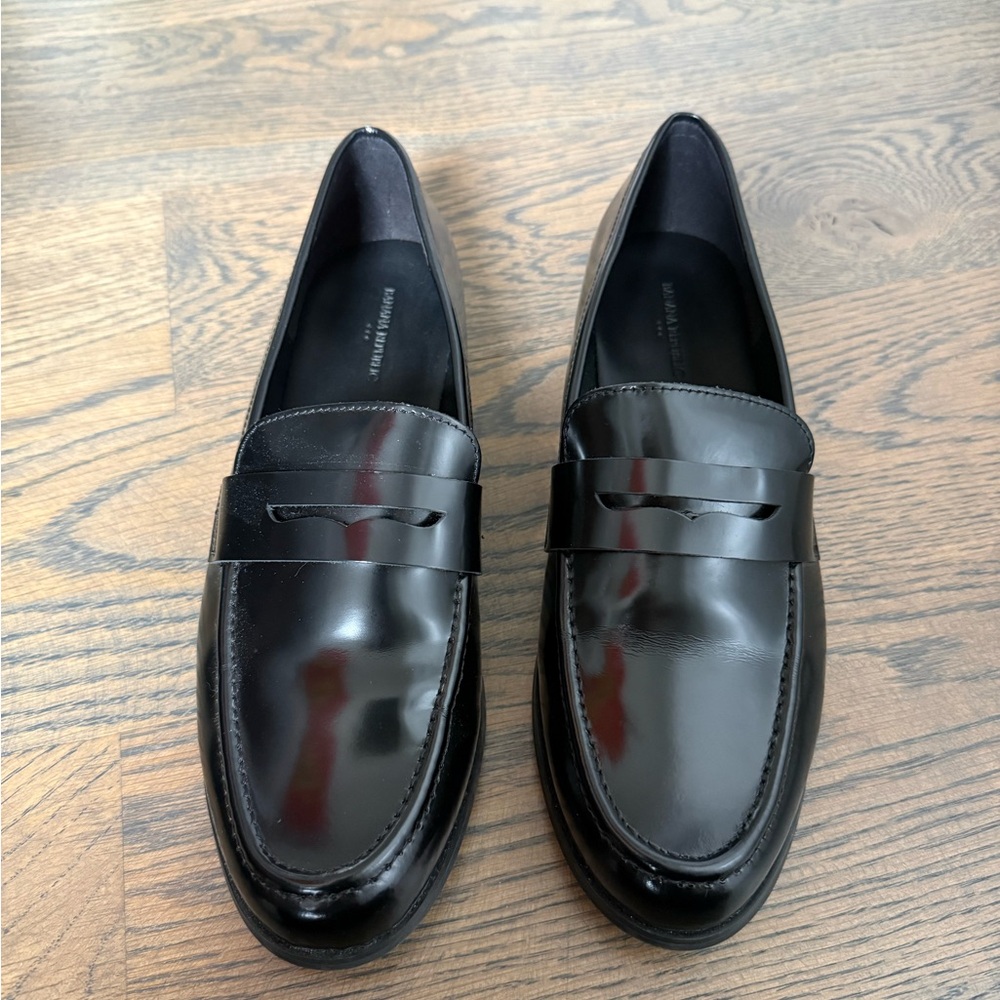 Banana Republic Glossy Black Loafers in size 9. Worn once. Excellent condition.